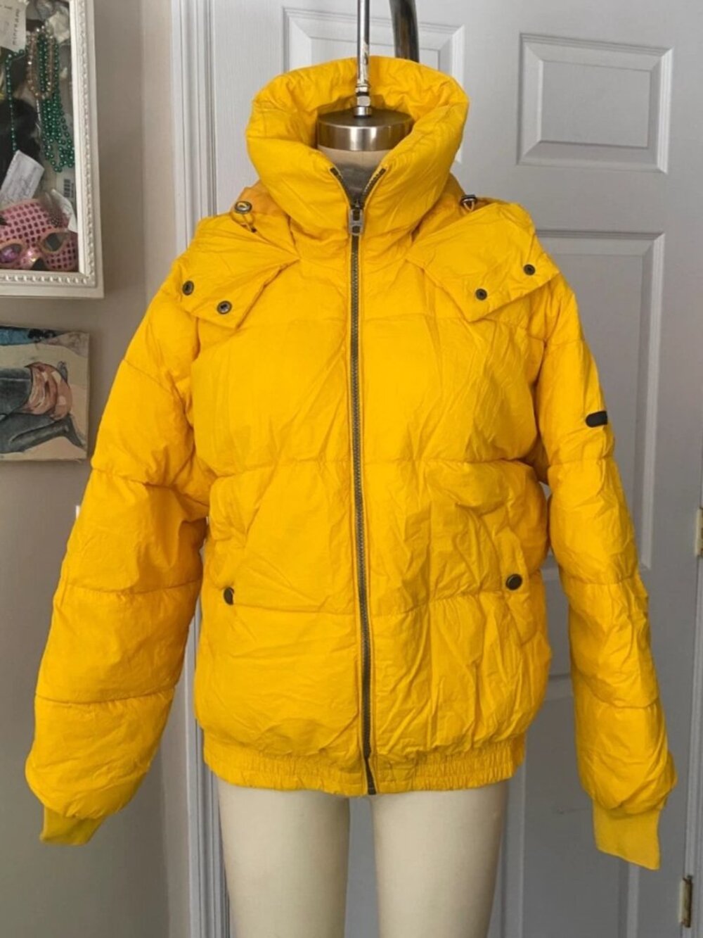 LUCKY BRAND Yellow Puffer quilted Winter Warm PARKA Jacket coat *X-SMALL* B102